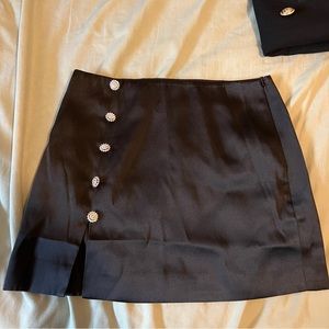 H&M Rhinestone Black Satin Skirt